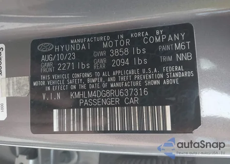 2024 Hyundai Elantra Sel из США, поврежденный, VIN KMHLM4DG8RU637316